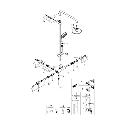GROHE 27922000 - Douchesysteem TEMPESTA COSMOPOLITAN 160 mm hoogglans chroom