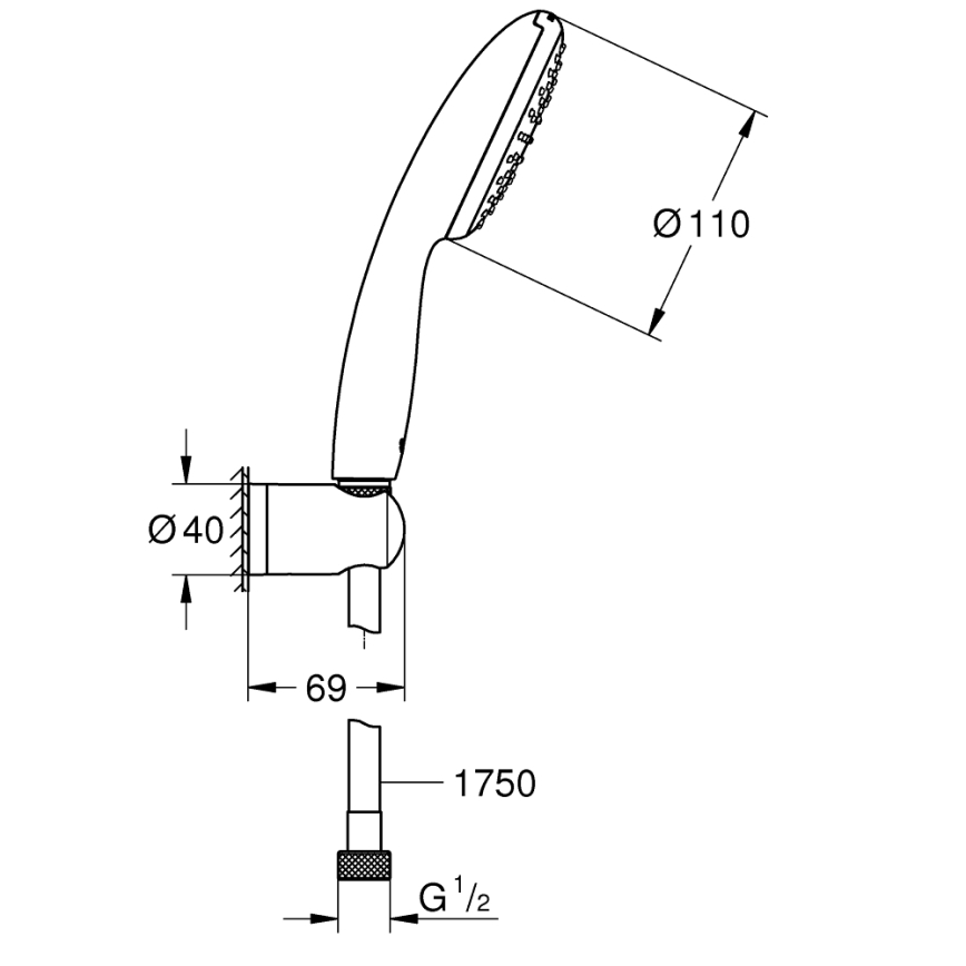 GROHE 27944001 - Doucheset VITALIO START 110, 110 mm glanzend chroom