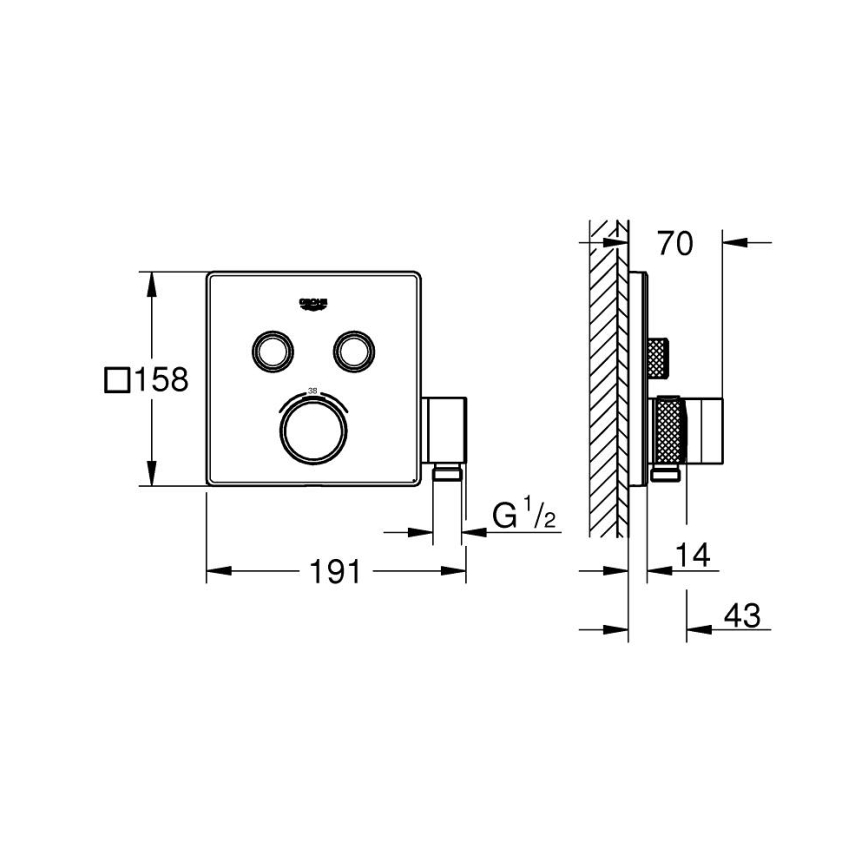 GROHE 29125000 - GROHTHERM SMARTCONTROL thermostatische badmengkraan, chroom