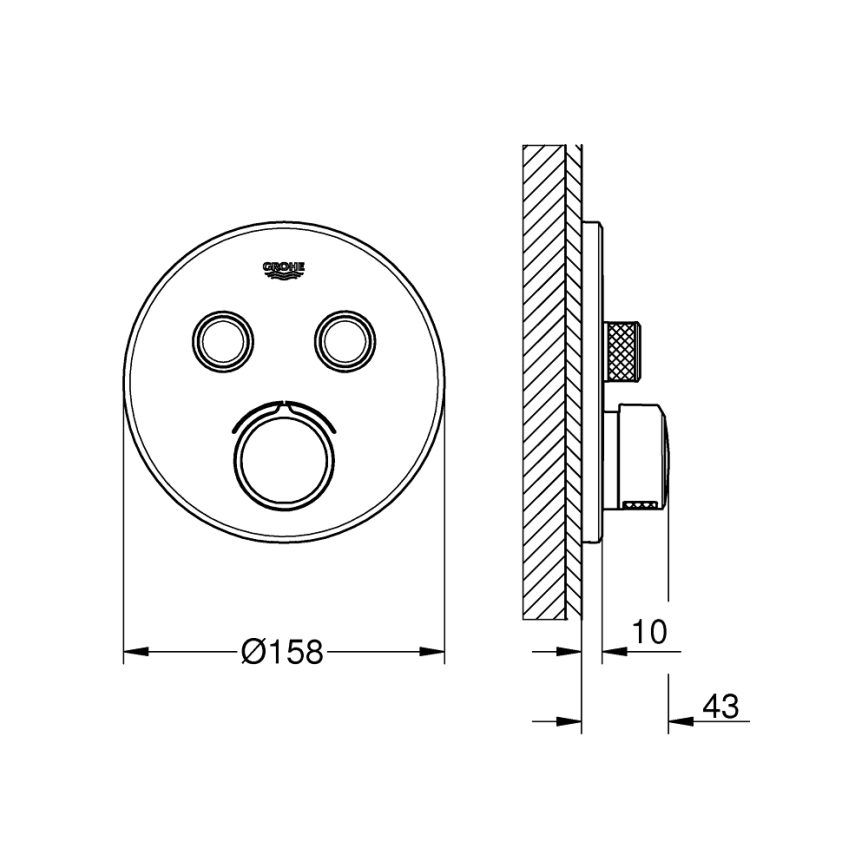 GROHE 29145000 - Afdekset voor inbouwmengkraan SMARTCONTROL, glanzend chroom