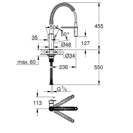 GROHE 30361000 - Keukenkraan GET 455 mm hoogglans chroom