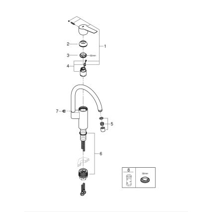 GROHE 30469000 - START keukenkraan met hoge uitloop, glanzend chroom