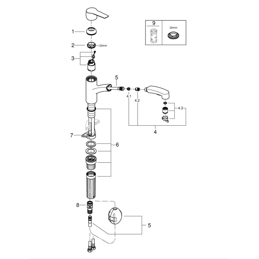 GROHE 30531001 - Keukenmengkraan START 227 mm, glanzend chroom