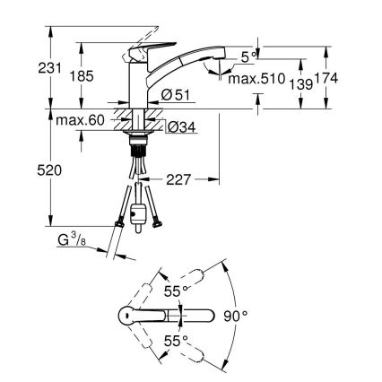 GROHE 30531001 - Keukenmengkraan START 227 mm, glanzend chroom