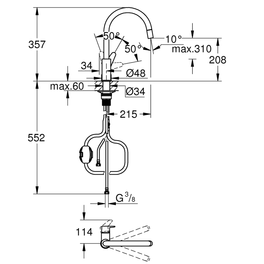 GROHE 30562000 - Keukenkraan START CURVE 357 mm glanzend chroom