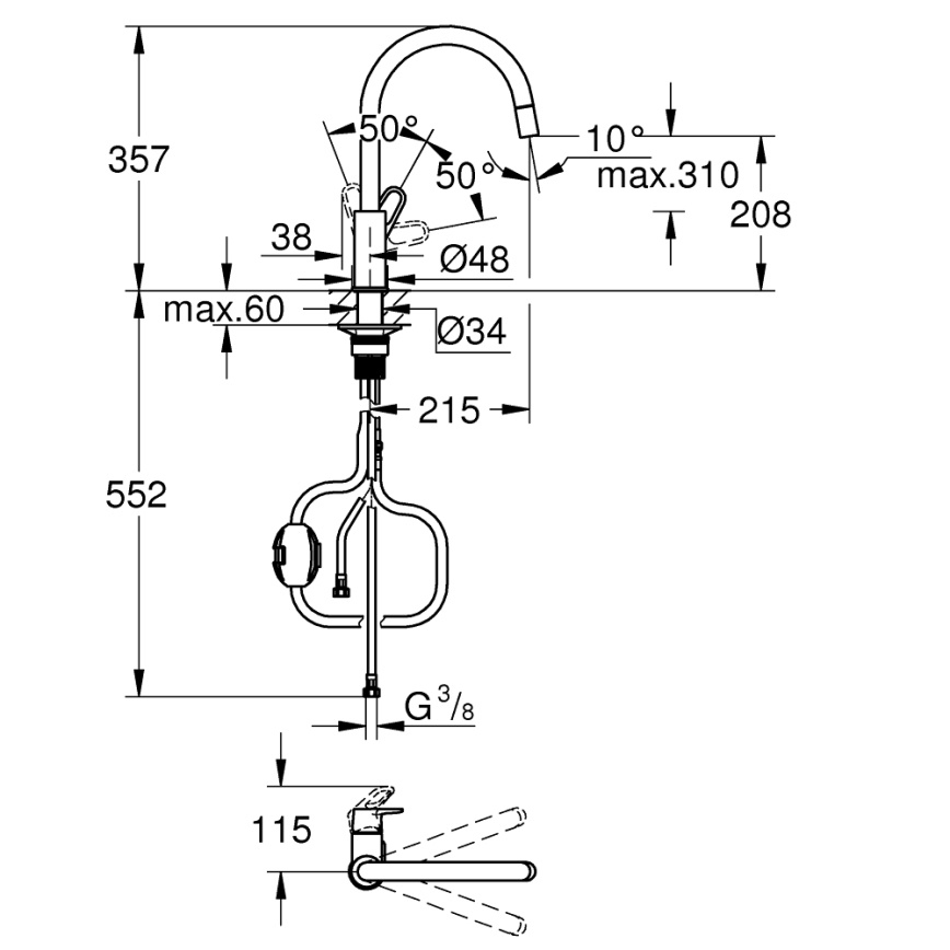 GROHE 30569000 - Keukenkraan START FLOW 357 mm glanzend chroom