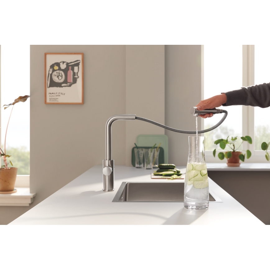 GROHE 30590DC0 - Keukenkraan met uittrekbare uitloop BLUE PURE, RVS