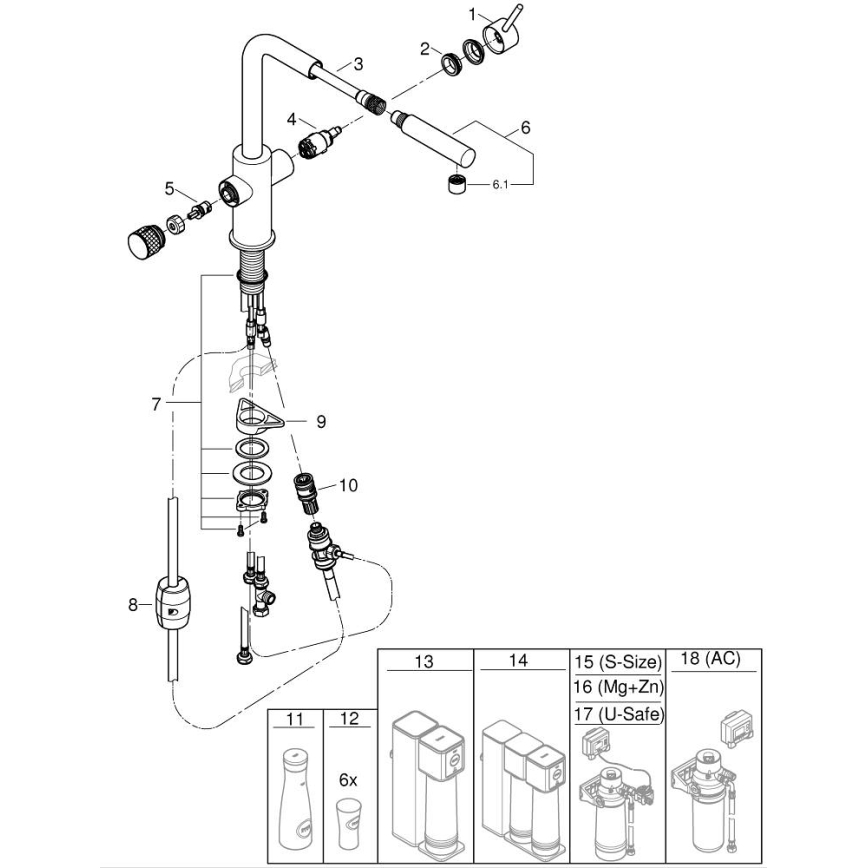 GROHE 30590DC0 - Keukenkraan met uittrekbare uitloop BLUE PURE, RVS