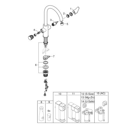 GROHE 30592000 - Keukenkraan BLUE PURE StartCurve 411 mm, glanzend chroom