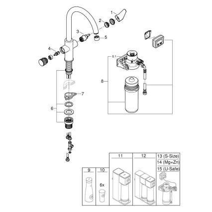 GROHE 30593000 - Keukenkraan BLUE PURE C-uitloop glanzend chroom