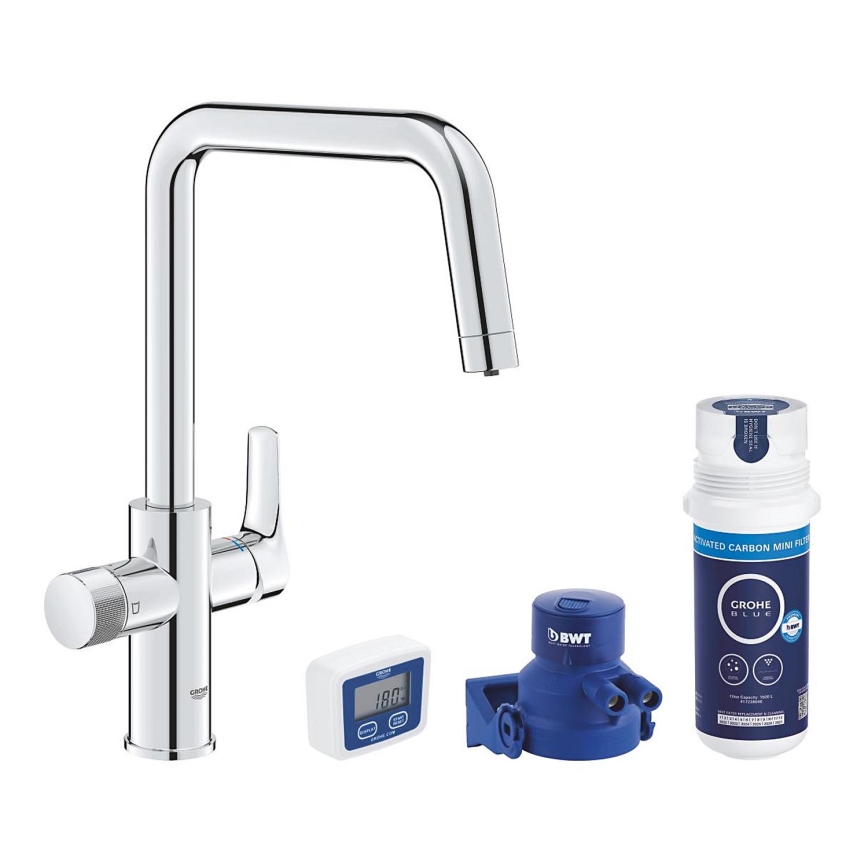 GROHE 30596000 - Keukenkraan BLUE PURE met geïntegreerde filtratiefunctie, glanzend chroom