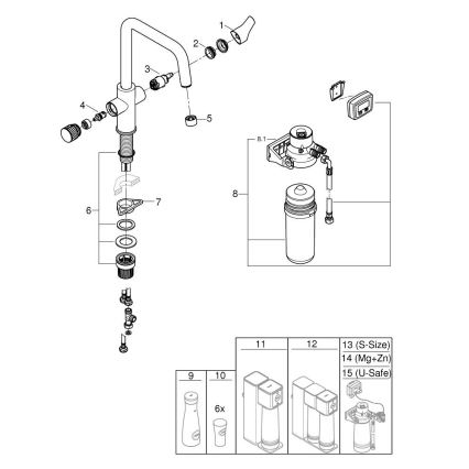 GROHE 30596000 - Keukenkraan BLUE PURE met geïntegreerde filtratiefunctie, glanzend chroom