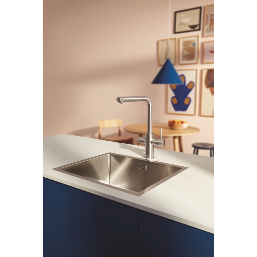 GROHE 30601DC0 - Keukenkraan BLUE PURE met uittrekbare uitloop, RVS