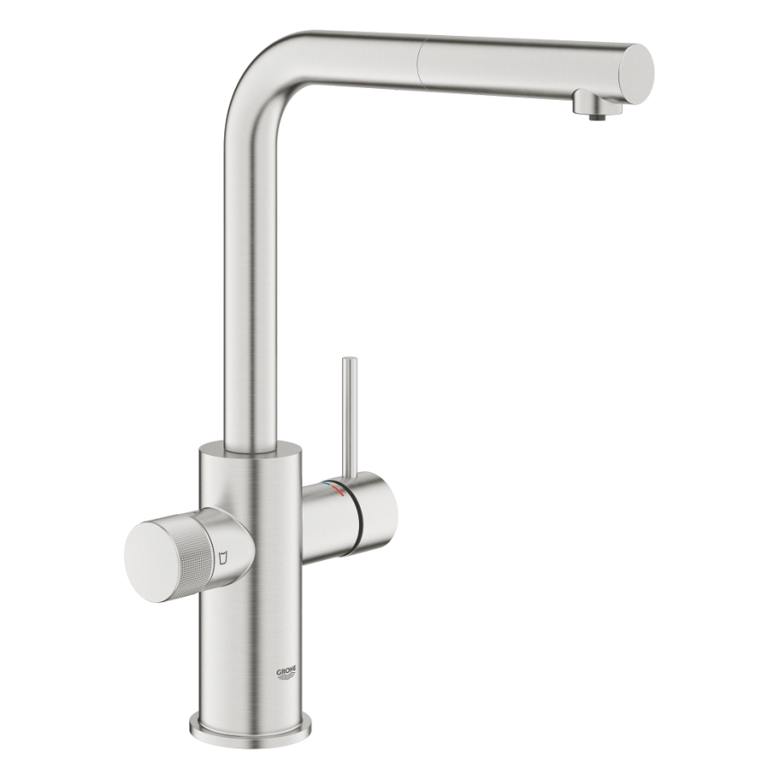 GROHE 30601DC0 - Keukenkraan BLUE PURE met uittrekbare uitloop van roestvrij staal