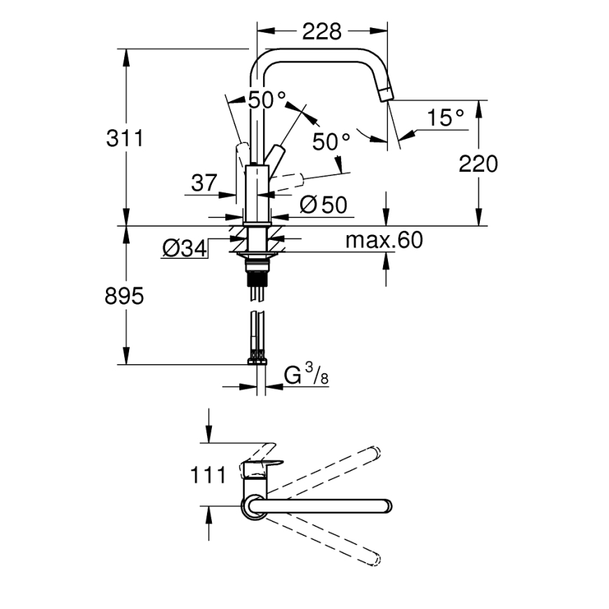 GROHE 30630000 - Keukenkraan START 311 mm glanzend chroom