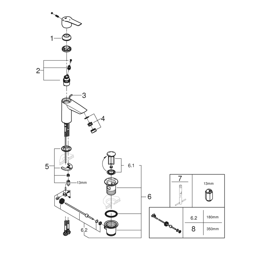 GROHE 31137002 - Wastafelmengkraan QUICKFIX START, maat S, glanzend chroom