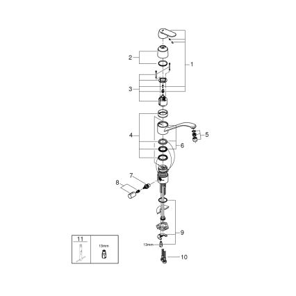 GROHE 31161000 - Keukenkraan EUROSMART COSMOPOLITAN 140° glanzend chroom