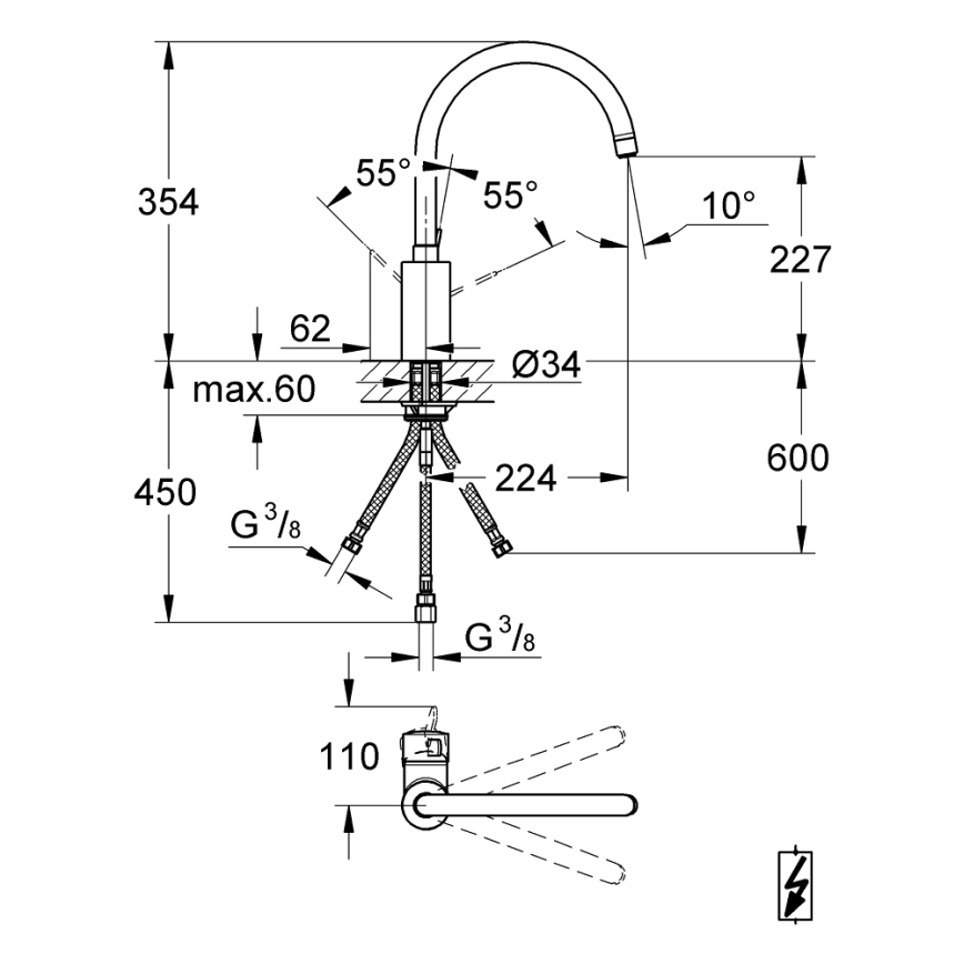 GROHE 31180000 - Keukenkraan EUROSMART COSMOPOLITAN, glanzend chroom