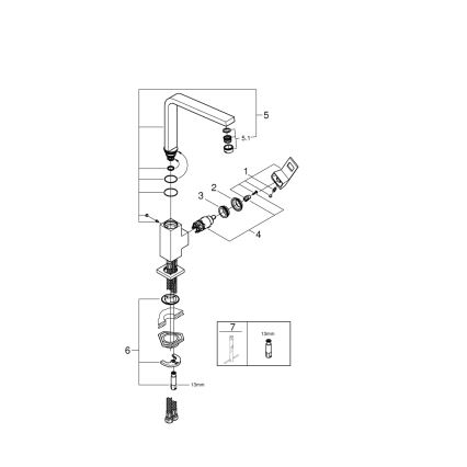 GROHE 31255000 - Keukenkraan EUROCUBE, glanzend chroom