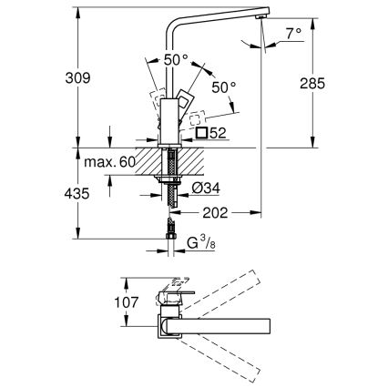 GROHE 31255000 - Keukenkraan EUROCUBE, glanzend chroom
