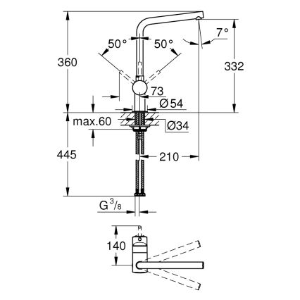 GROHE 31375000 - Gootsteenkraan A 360 mm glanzend chroom