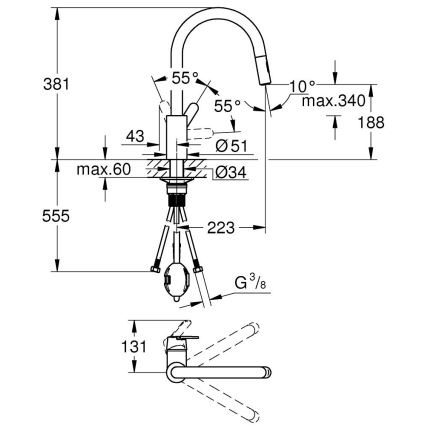 GROHE 31484001 - Keukenkraan GET glanzend chroom