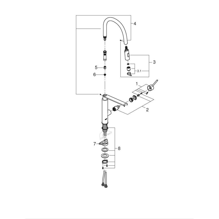 GROHE 31491000 - Keukenkraan CONCETTO met professionele handdouche, glanzend chroom
