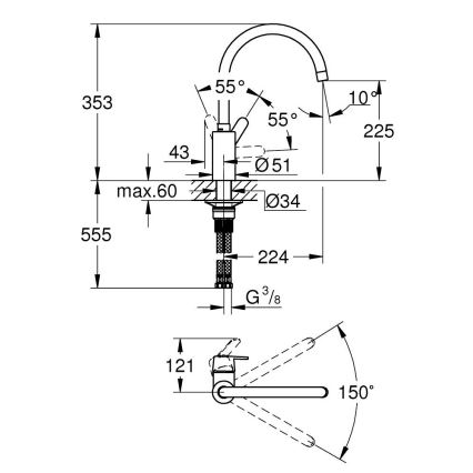 GROHE 31494001 - Keukenkraan GET glanzend chroom