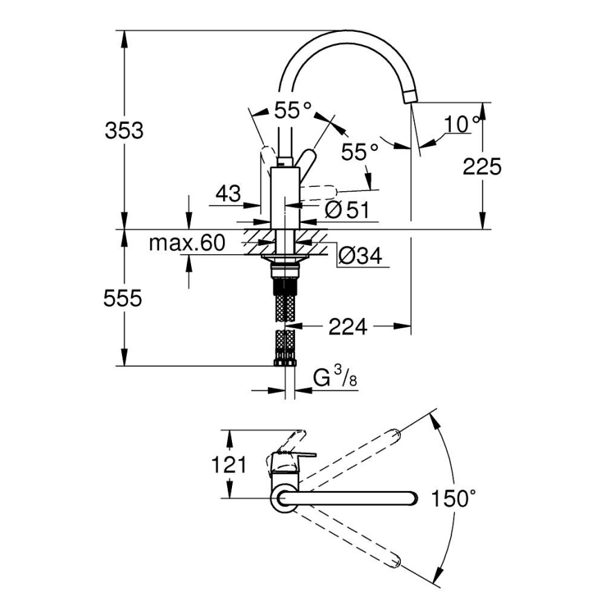 GROHE 31494001 - Keukenkraan GET glanzend chroom