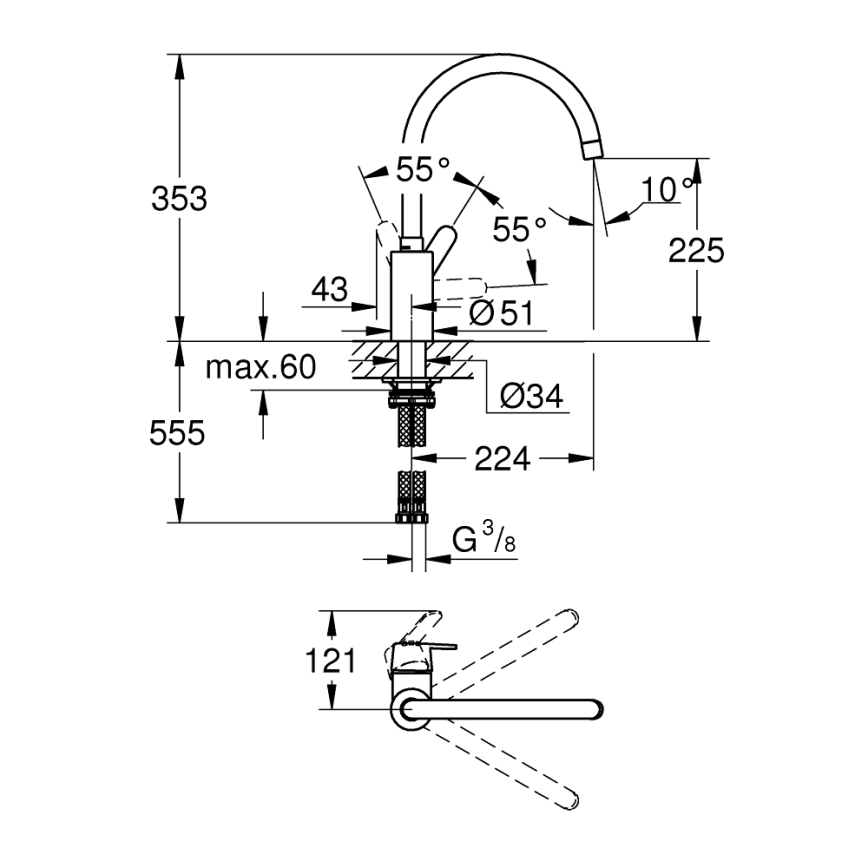 GROHE 31494001 - Keukenkraan GET glanzend chroom