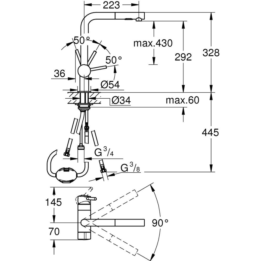 GROHE 31558GN0 - Keukenkraan A, goudkleurig