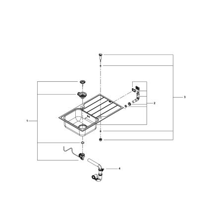 GROHE 31573SD1 - Set keukenspoelbak K500 met afdruipplaat en kraan A, 86×50 cm, roestvrij staal
