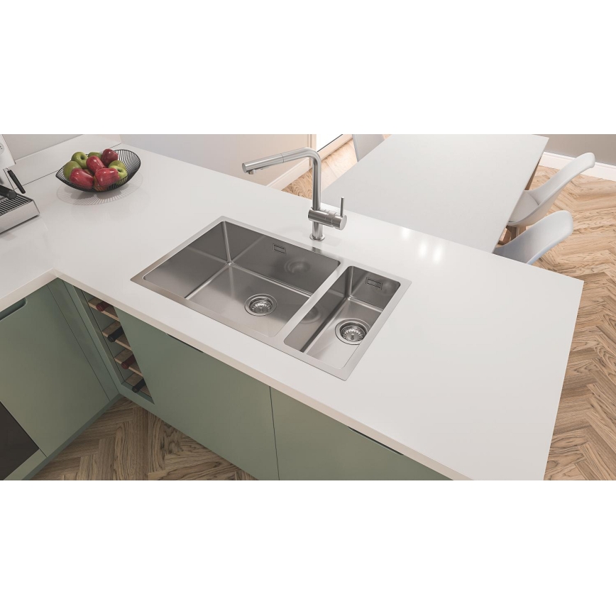 GROHE 31573SD1 - Set keukenspoelbak K500 met afdruipplaat en kraan A, 86×50 cm, roestvrij staal