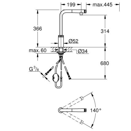 GROHE 31613000 - Keukenkraan A SmartControl 314 mm, glanzend chroom