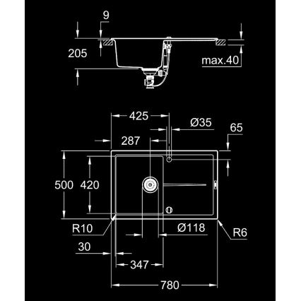 GROHE 31639AP0 - Composietspoelbak K400 780 × 500 mm zwart