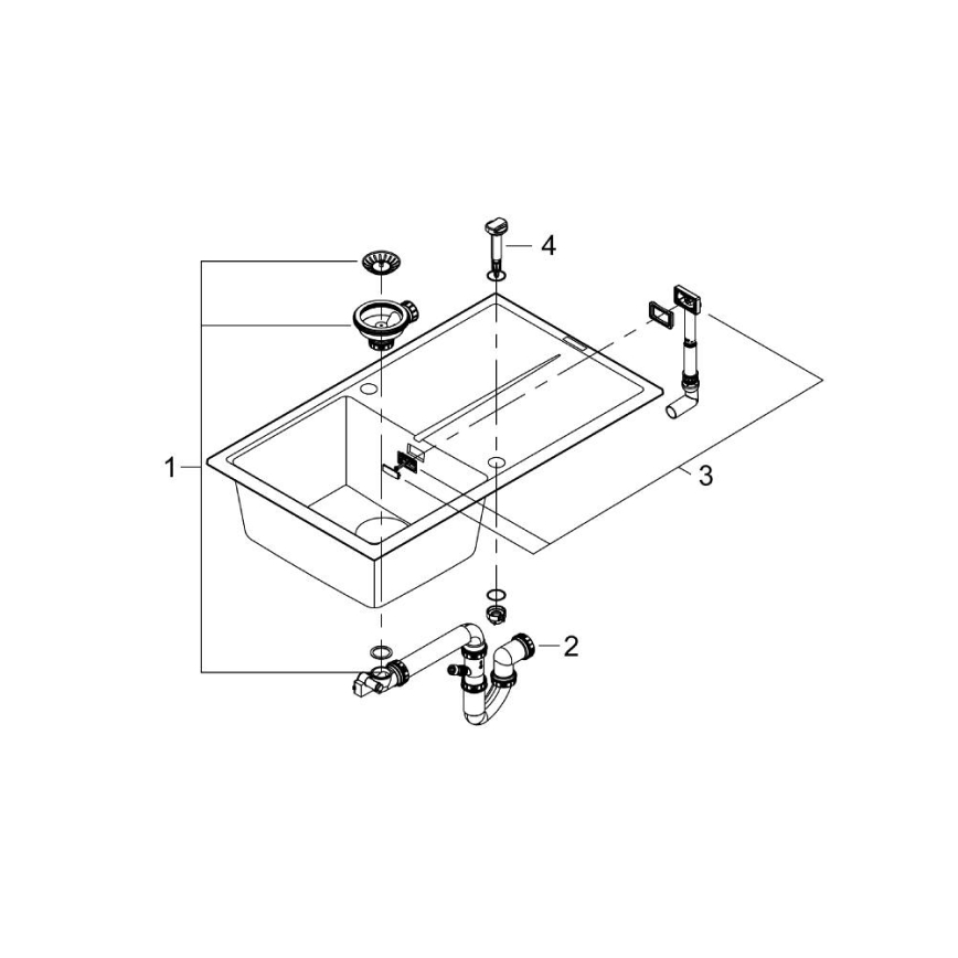 GROHE 31640AP0 - Composiet spoelbak K400 860 × 500 mm zwart