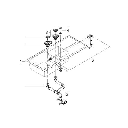 GROHE 31643AP0 - Composiet spoelbak K400 1160 × 500 mm zwart