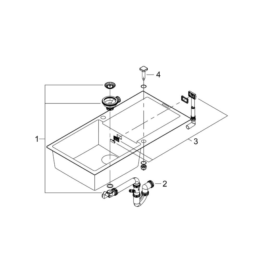 GROHE 31645AP0 - Composiet spoelbak K500 1000 × 500 mm, zwart
