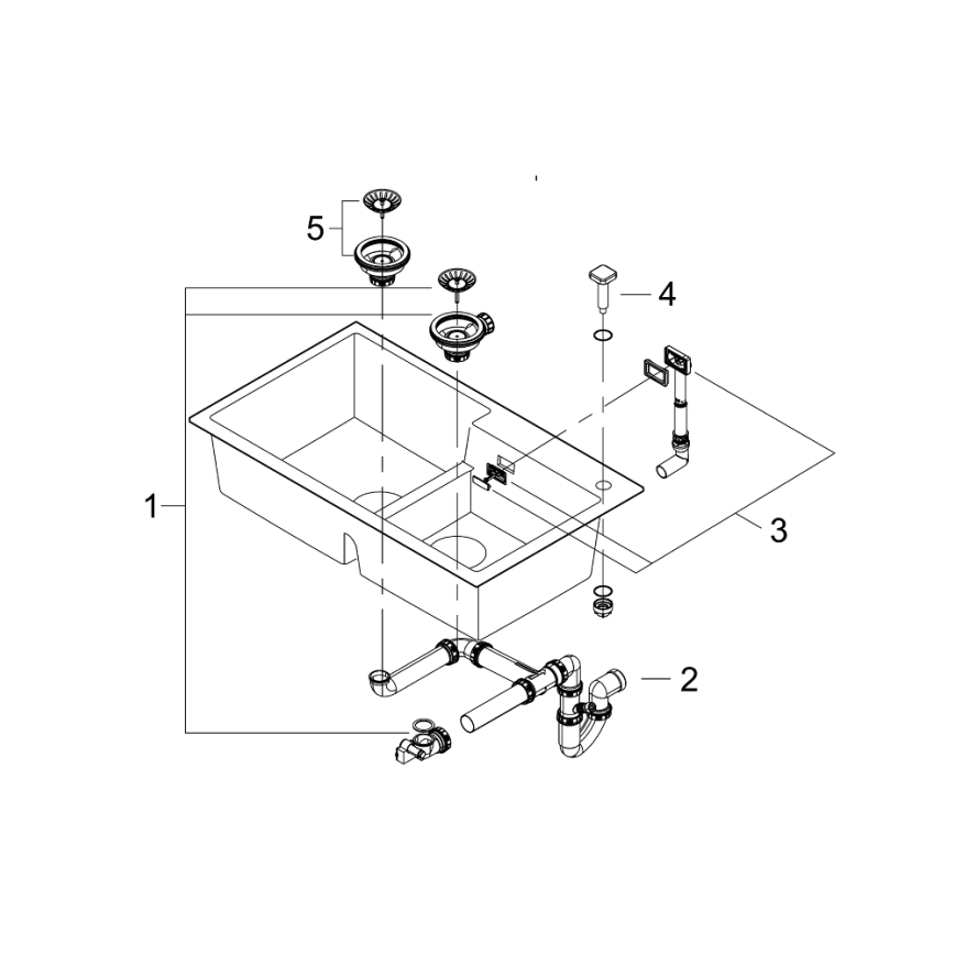 GROHE 31649AP0 - Composiet spoelbak K500 860 × 500 mm zwart