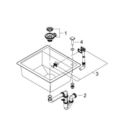 GROHE 31651AP0 - Composiet spoelbak K700 560 × 510 mm zwart