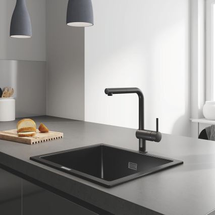 GROHE 31654AP0 - Spoelbak K700U 533 × 457 mm zwart graniet/zwart