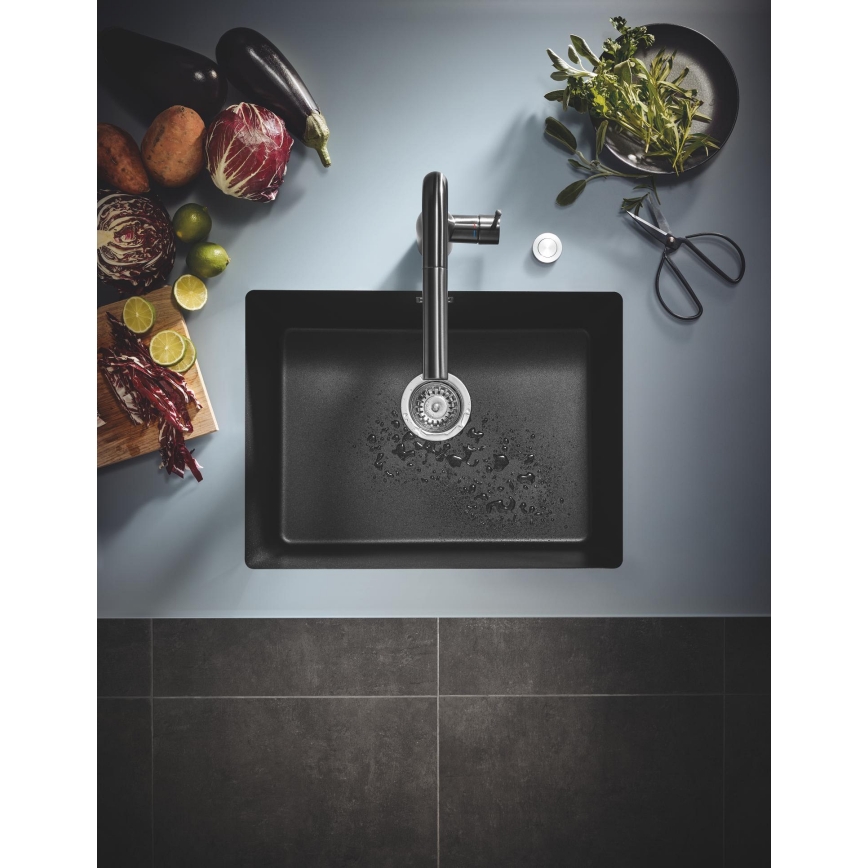 GROHE 31655AP0 - Keukenspoelbak K700U 610 × 460 mm zwart steen/zwart