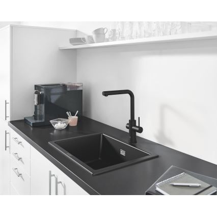 GROHE 31655AP0 - Keukenspoelbak K700U 610 × 460 mm zwart steen/zwart