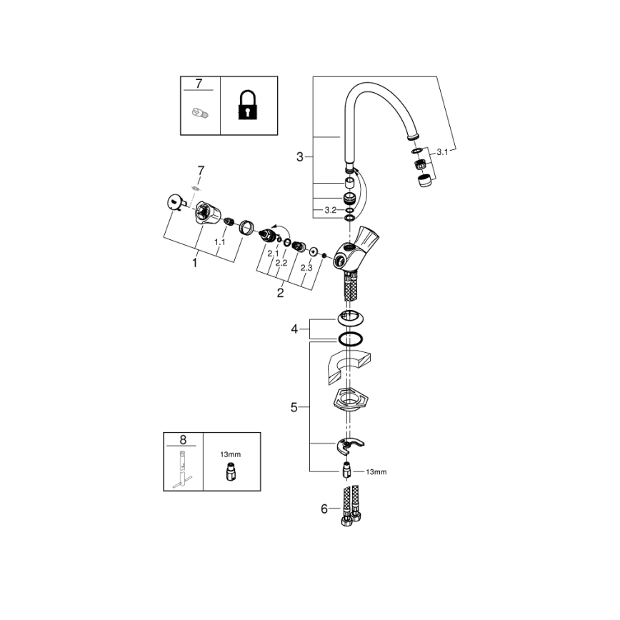 GROHE 31831001 - Keukenmengkraan COSTA L, glanzend chroom