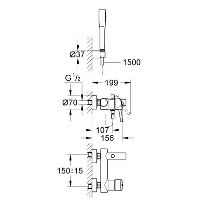 GROHE 32212001 - Badkraanset met mengkraan CONCETTO glanzend chroom