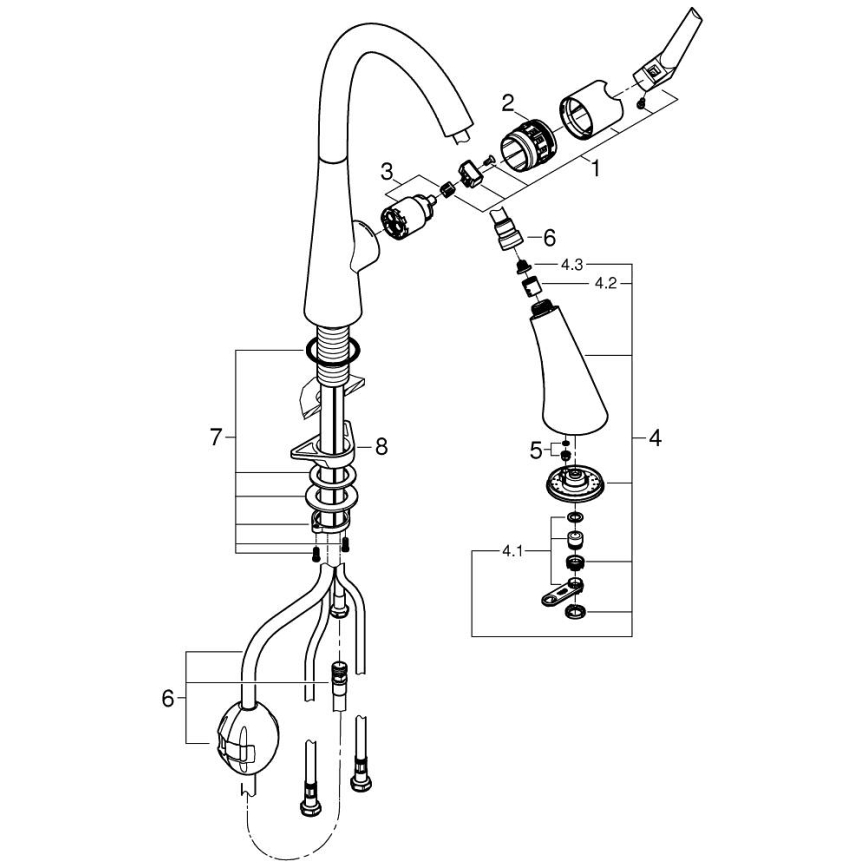 GROHE 32294002 - Keukenkraan ZEDRA 401 mm glanzend chroom