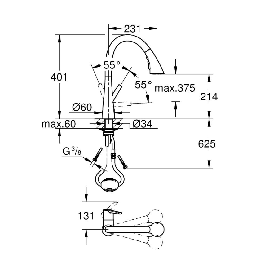 GROHE 32294DC2 - ZEDRA keukenkraan RVS