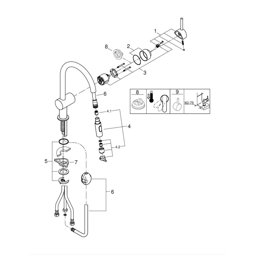 GROHE 32321GN2 - EUROCUBE keukenkraan, goudkleurig
