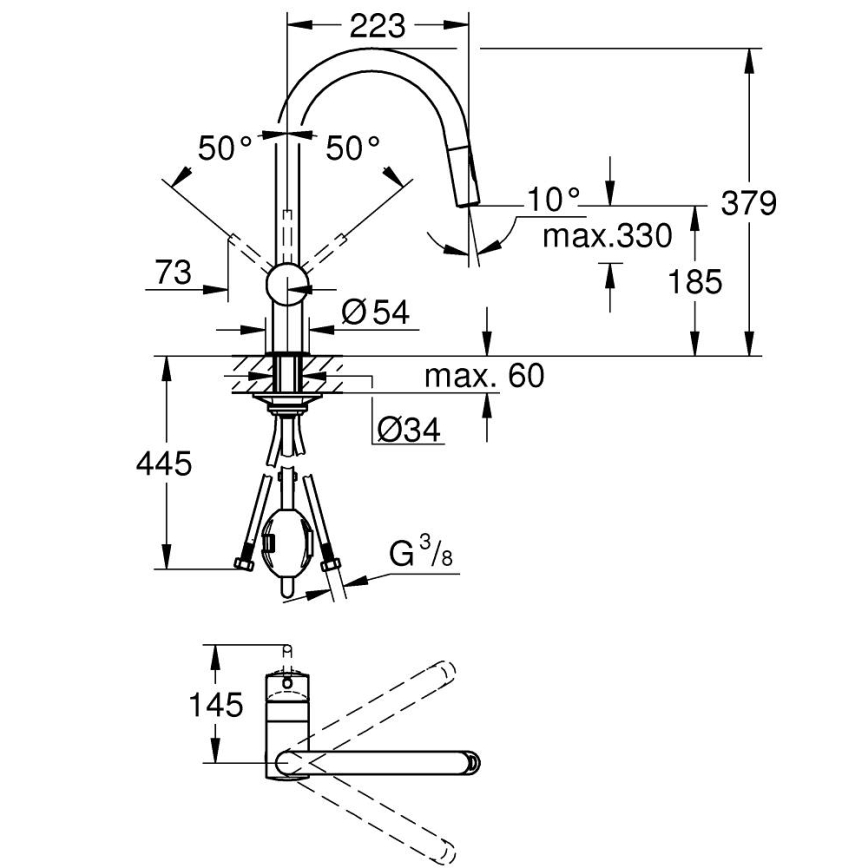 GROHE 32321GN2 - EUROCUBE keukenkraan, goudkleurig