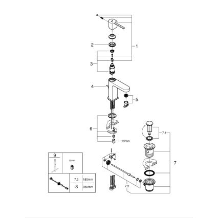 GROHE 32612003 - Wastafelmengkraan PLUS maat S glanzend chroom